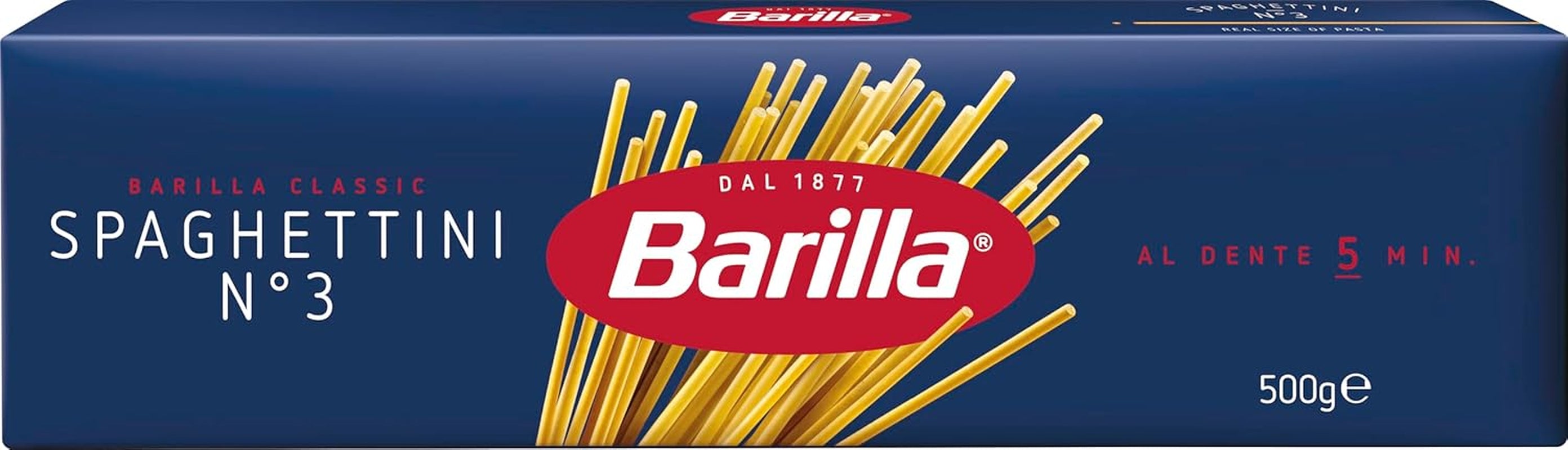 Pasta Barilla Classic Spaghettini no. 3 high-quality durum wheat, always al dente (1 x 500 g)