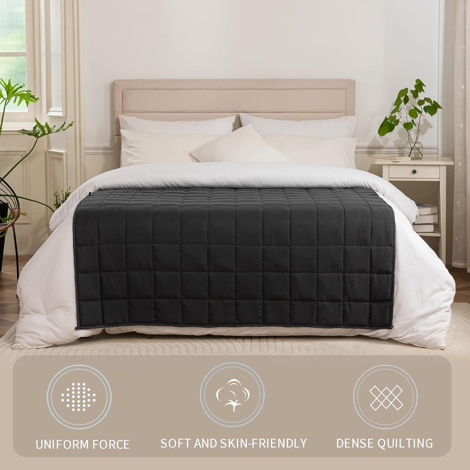 Good Nite Pătură cu greutate pentru adulți Pătură grea pentru simțuri calme Gri 8 Kg 150 X 200 Cm Plapumi si pilote Naty Shop