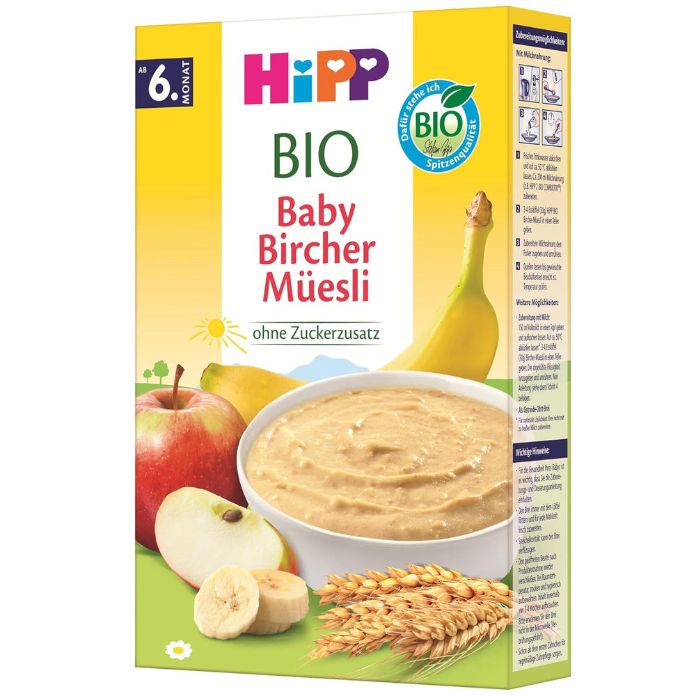 HiPP Organic Baby Bircher Muesli (8 x 250g), from 6 months, no added sugar, extra tender cereal flakes - easily digestible breakfast of the best organic quality