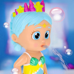 BLOOPIES Shimmer Mermaid Iris, Wasserspielzeug, Meerjungfrau mit glitzerndem Schwanz voller Wasserspritzer, Spielzeug Geschenk für Kinder ab 18 Monaten