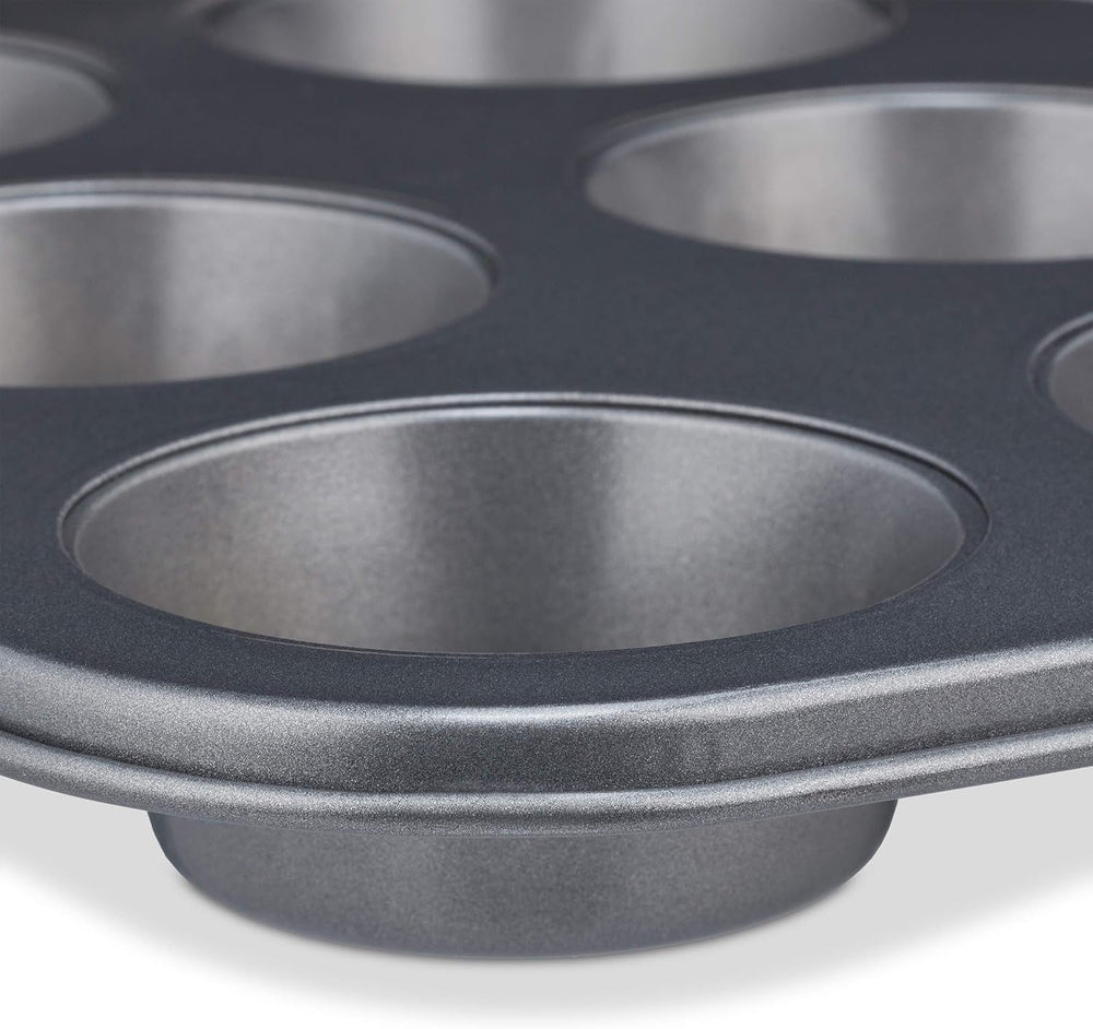 Relaxdays Muffinform, 2Er Set, 12Er Muffinbleche, Antihaftbeschichte, Carbonstahl, Muffins & Cupcakes, Ø 6.5 Cm, Wheat, 10030825 Molds and trays for baking Naty Shop
