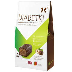 DIABETKI hazelnut pralines, sugar-free chocolate, delicious sweets for conscious and diabetic consumers, gluten-free and vegetarian snacks 100g
