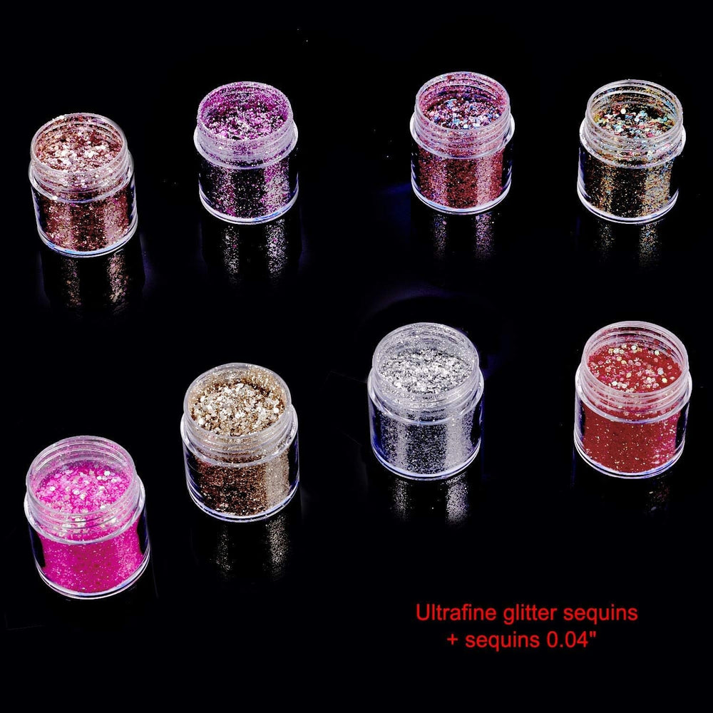 HOWAF 12 cutii cu sclipici pentru unghii, față, corp cu pensulă, paiete machiaj, sclipici pentru unghii, ochi, buze, păr, corp, decorare, Halloween, Crăciun, festival, bal mascat, accesorii machiaj