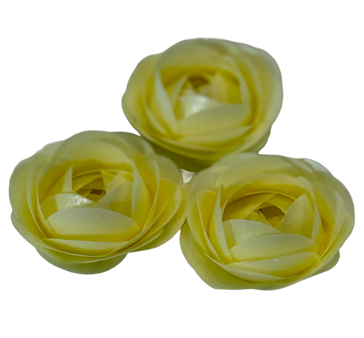 Set of 3 edible waffle decorations, Yellow roses
