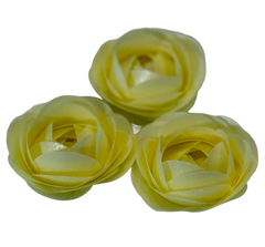 Set of 3 edible waffle decorations, Yellow roses