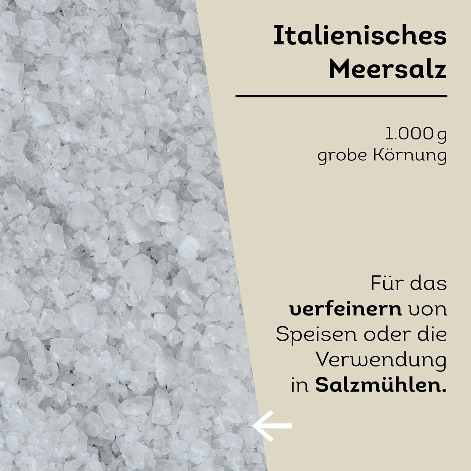 Küper Selection Meersalz - 1000g coarse Salt for Seasoning and Refinement - ohne Zusätze oder chemische Nachbehandlung