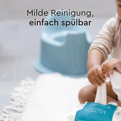 LILLYDOO Toilet Wet Wipes 720 Pcs (12 x 60) 100% Plastic Free Flushable Wipes Fragrance Free