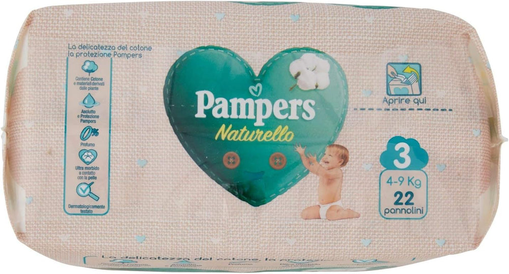 Pampers Naturello Midi, 22 diapers, size 3 (4-9 kg)