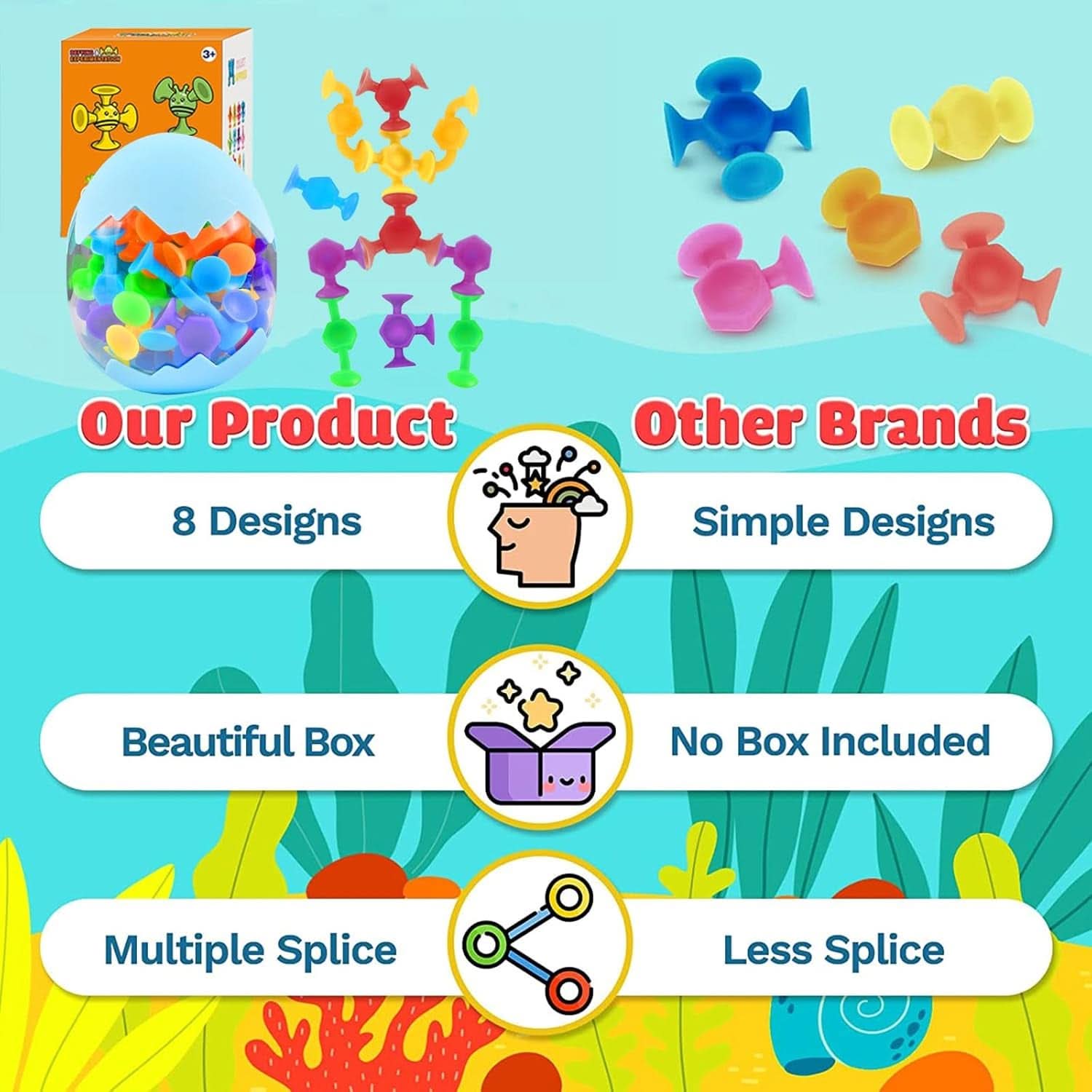 48 Pieces 3 Years Old Montessori Bath Toy Silicone Building Blocks Mother and Baby Naty Shop