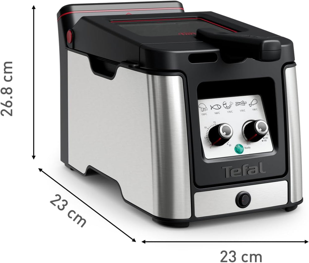 Tefal FR600D Clear Duo Deep Fryer, frying with less smoke and odors, 1.2 kg capacity, thermostat, timer, large viewing window without fog Home Appliances Naty Shop