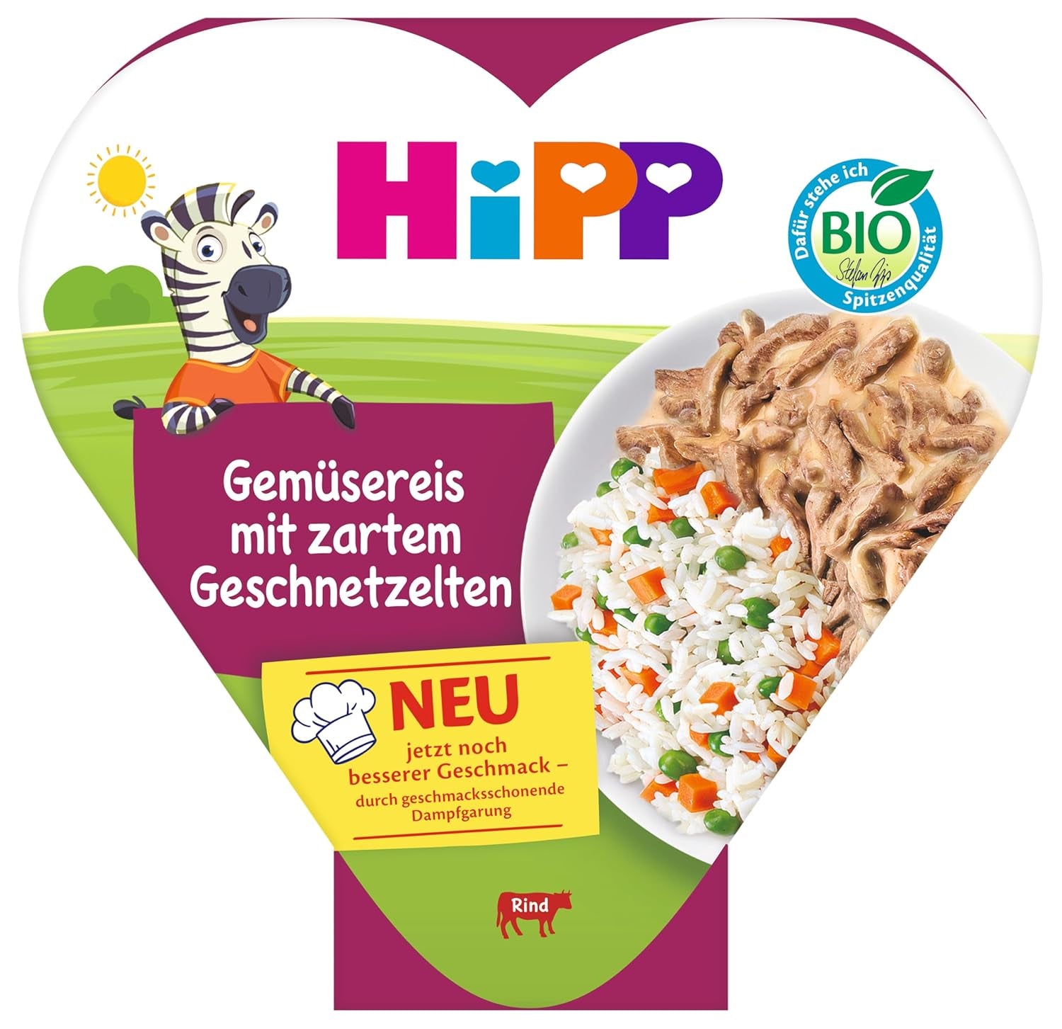 HiPP organic vegetable rice with tender sliced ​​meat (6 x 250g), meal from 1 year, lightly steamed, vegetarian, seasoned for children, organic quality