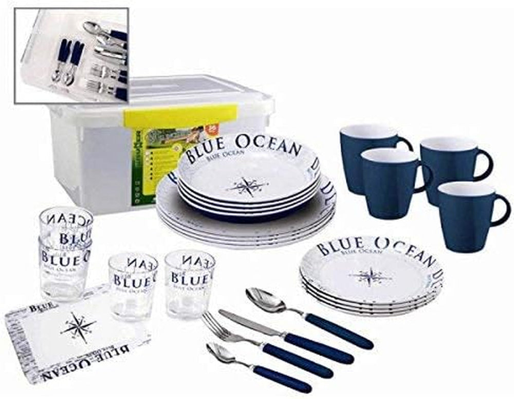 All Inclusive Teller Aus Melamin Blue Ocean - 36-Tellig Seturi vesela masa Naty Shop