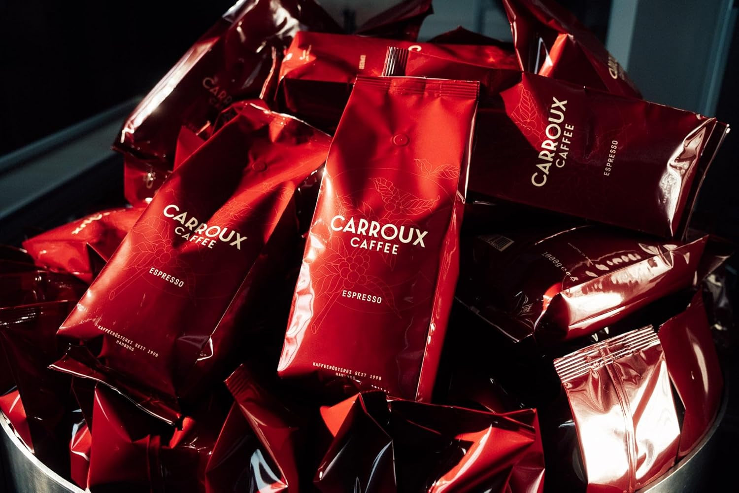 CARROUX Espresso, ganze Bohnen (6x 500 g). Für Siebträger u. Kaffee-Vollautomaten. Frisch geröstete Kaffeebohnen der Privat-Rösterei aus Hamburg