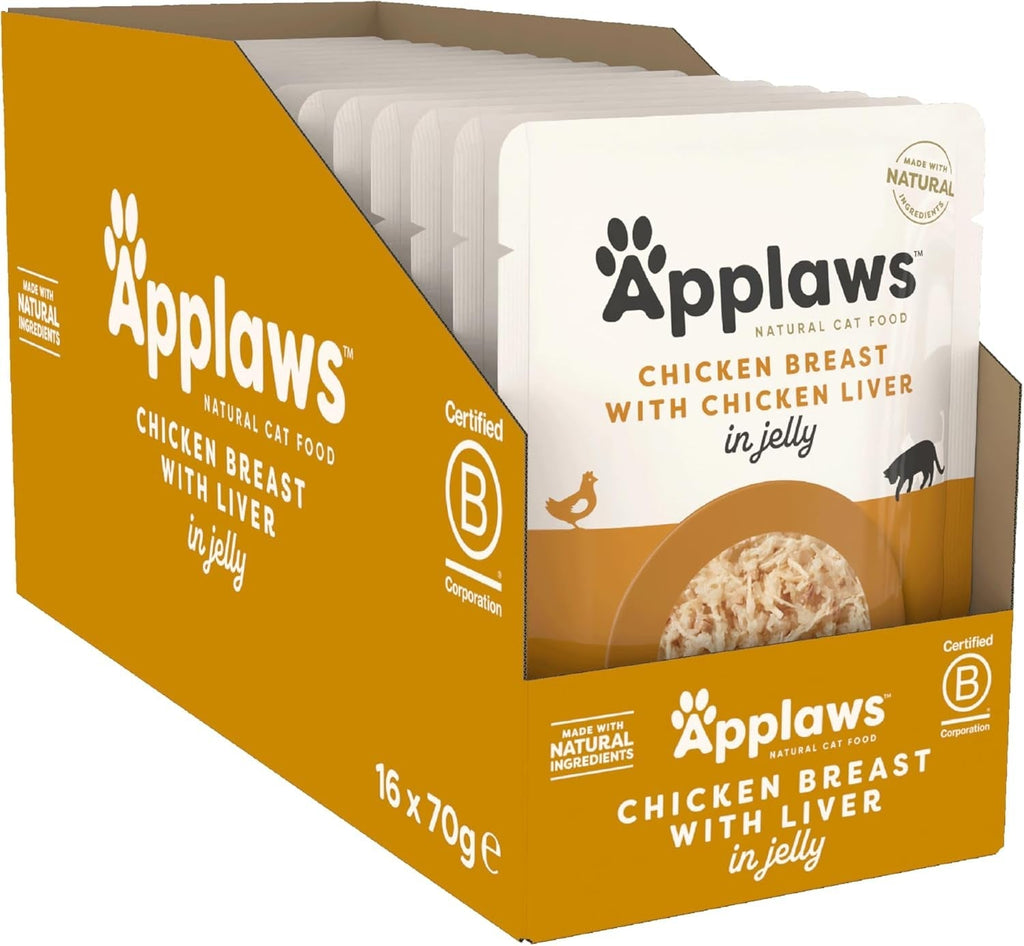Applaws Premium Natural Wet Food For Cats, Fish Selection în Jelly 70G plicuri porție (12X70G)