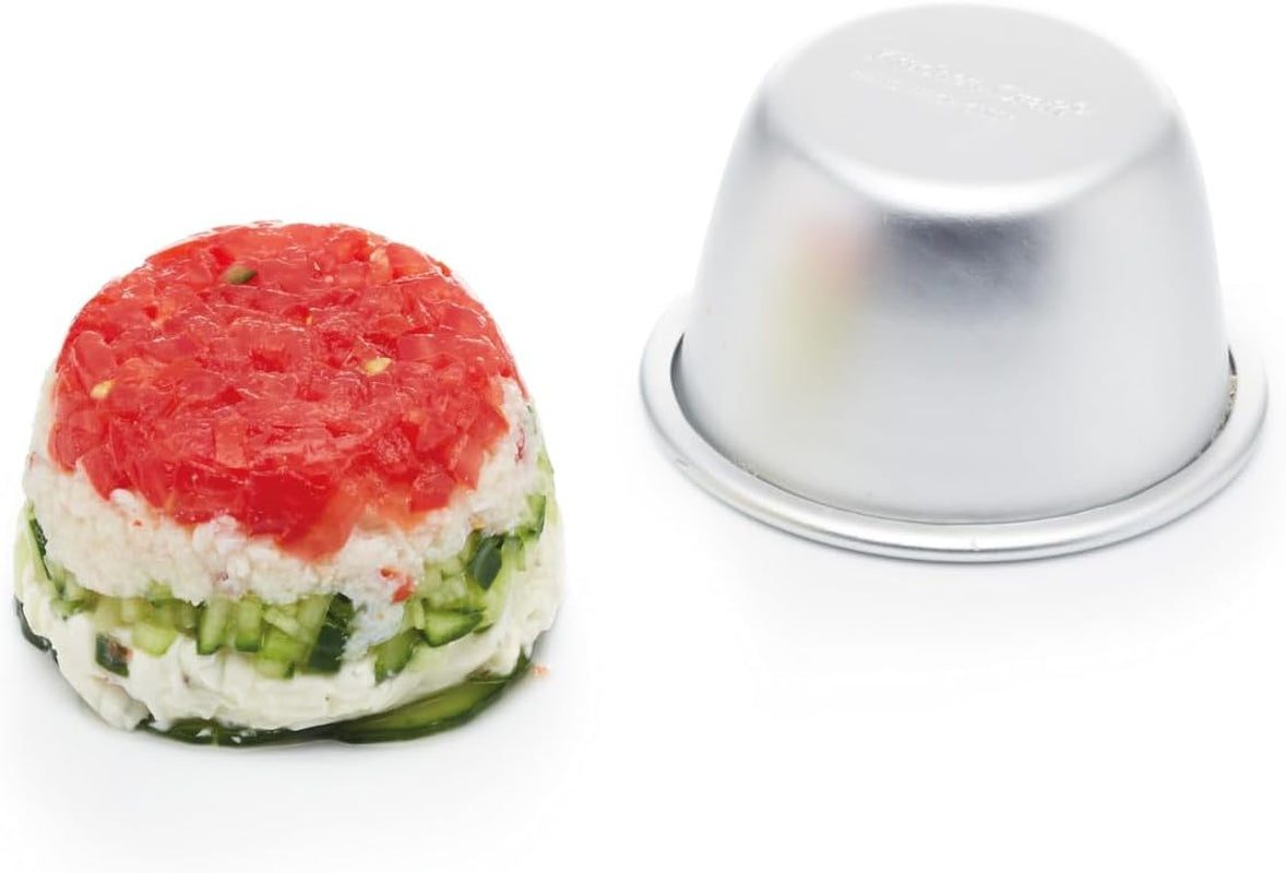 Kitchencraft Mini Pudding Molds Anodized Aluminum 7.5cm Set of 4 Silver Baking Molds & Trays Naty Shop