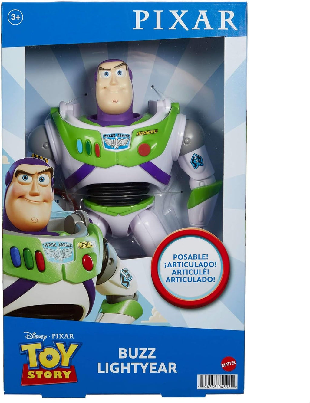 Mattel Big Disney Pixar Buzz Lightyear Action Figure, Aprox. 31 cm, Super Movable, Detailed Collectible Figure From The Toy Story Space Movie, Ages 3+ HFY27 Action figures Naty Shop