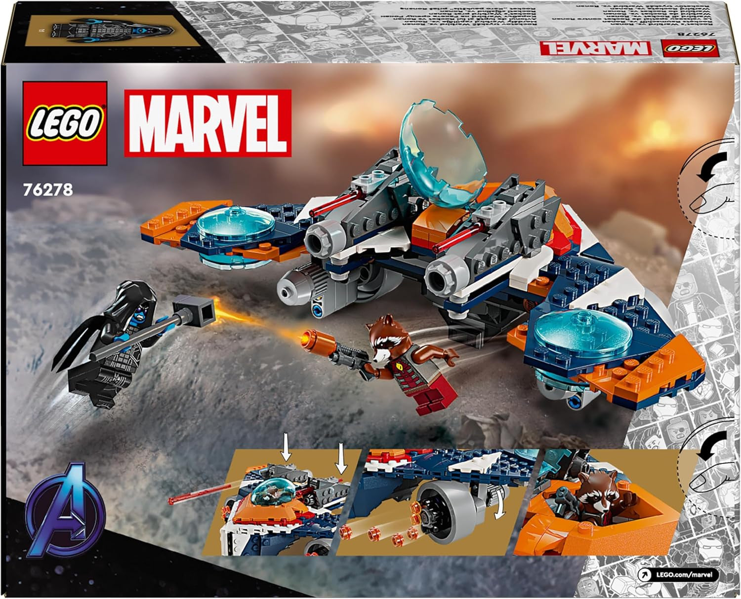 LEGO Marvel Rockets Spaceship Vs. Ronan Buildable Spaceship Set Guardians of the Galaxy Superhero Figure Toy Gift for Boys and Girls 8 Years Old 76278 Building Sets Besuche den LEGO-Store