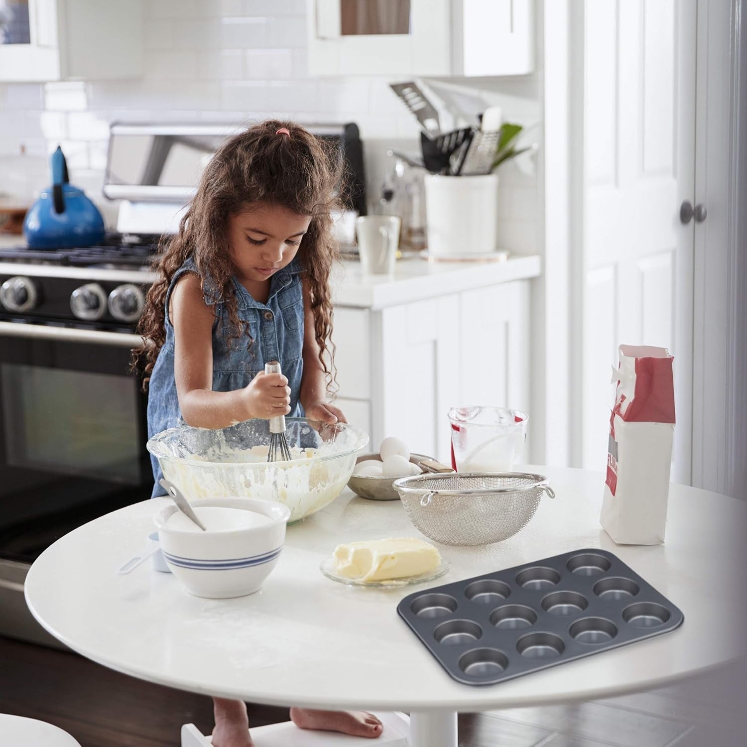 Relaxdays Muffinform, 2Er Set, 12Er Muffinbleche, Antihaftbeschichte, Carbonstahl, Muffins & Cupcakes, Ø 6.5 Cm, Wheat, 10030825 Molds and trays for baking Naty Shop