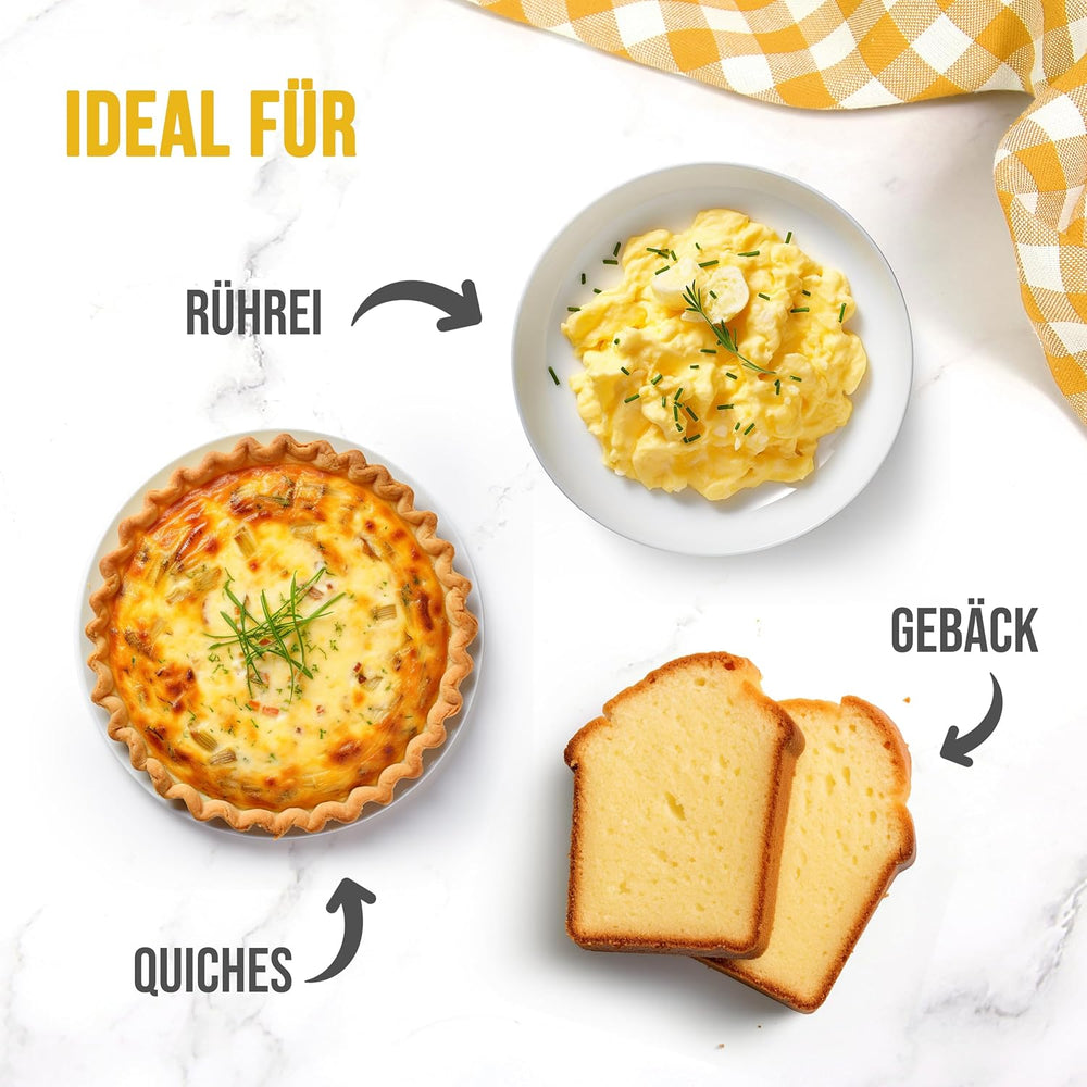 EASY YUMMY - Vollei-Eipulver (1000g = 80 Eier) aus Regionalen Niederländischen Freiland-Eiern | myth 1-Ei-Messlöffel | Wiederverschließbarer Beutel, lange Haltbarkeit | Rührei, Kochen, Backen | 100% them