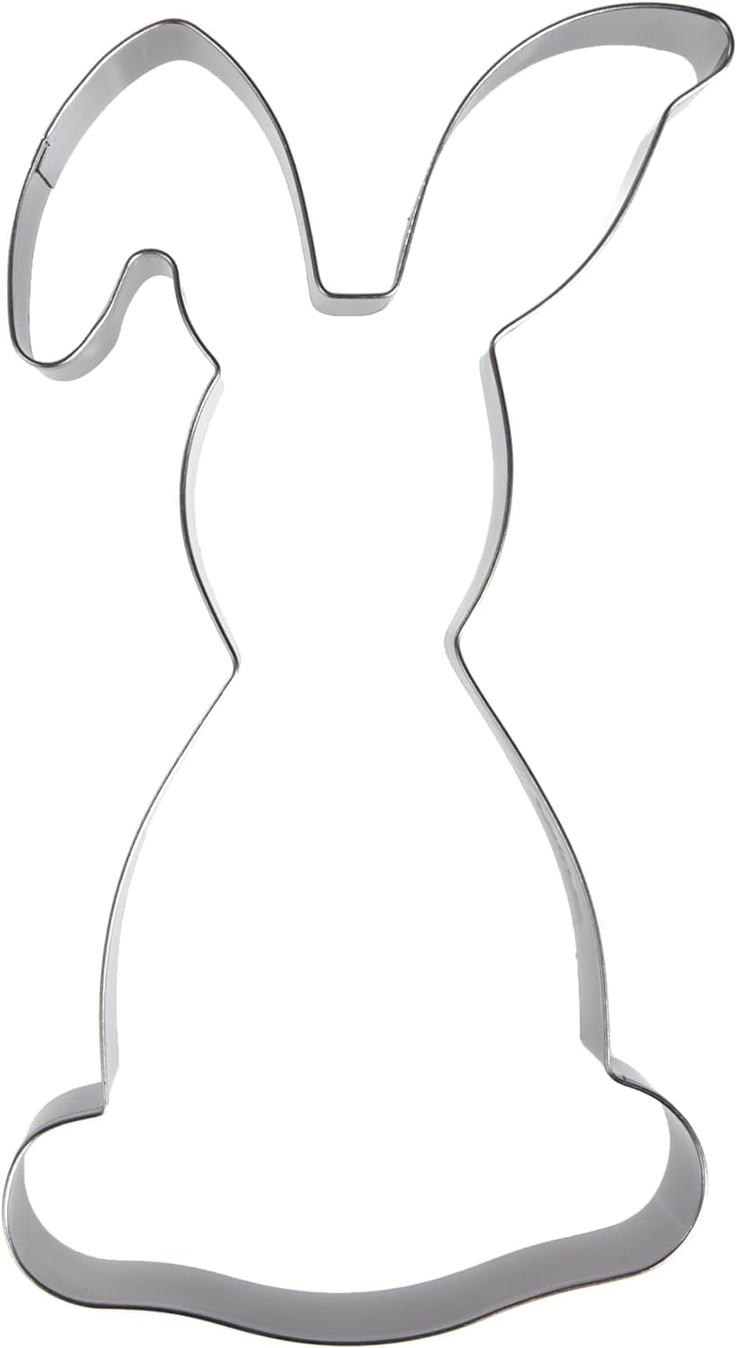 Formă de copt/ramă pentru biscuiți Zenker în formă de iepure cu urechi îndoite – oțel inoxidabil premium 18/10, potrivită pentru mașina de spălat vase, perfectă pentru coptul de Paște, 196x111x26mm