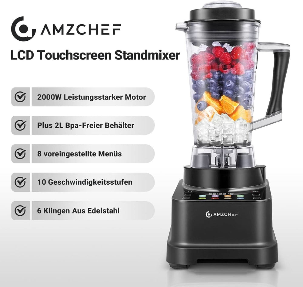 Blender AMZCHEF, 8 smart menus and 10 speeds, LCD touch screen Kitchen Naty Shop