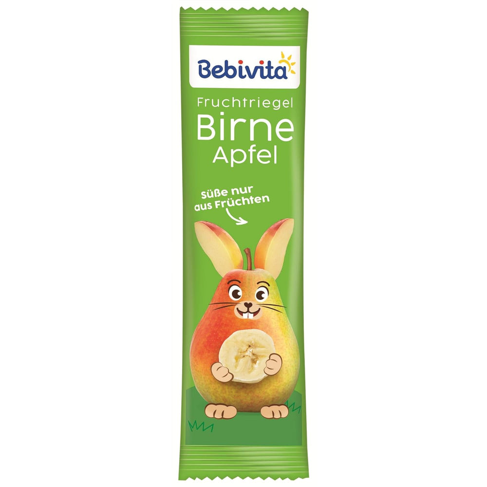 Pear-apple fruit bars (20 x 25g), sweetened only with fruit, perfect snack between meals, prepared from strictly controlled and selected ingredients.