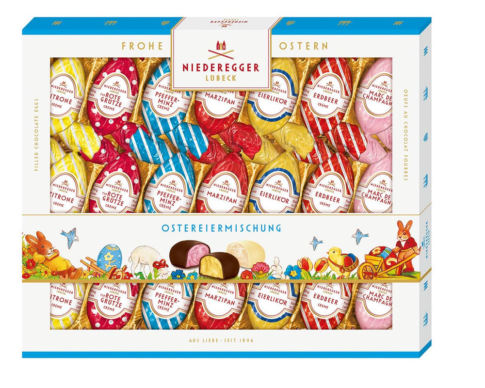 Niederegger | Easter Egg Mix | 1 x 262g | Easter eggs with various marzipan and praline fillings | Covered with dark and white chocolate | Easter gift