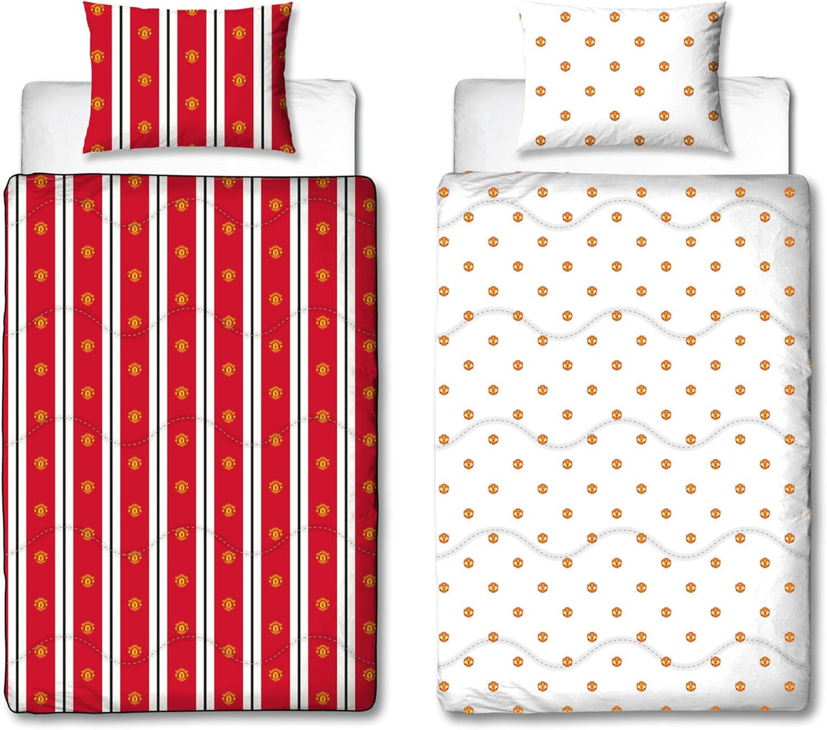 Manchester United FC Official Single Duvet, Reversible, Red & White, Coverless, Football Quilt, Pillowcase, Washable, Perfect for Travel, Overnight Stays, 10.5 Tog Duvets and Quilts Naty Shop Default Title