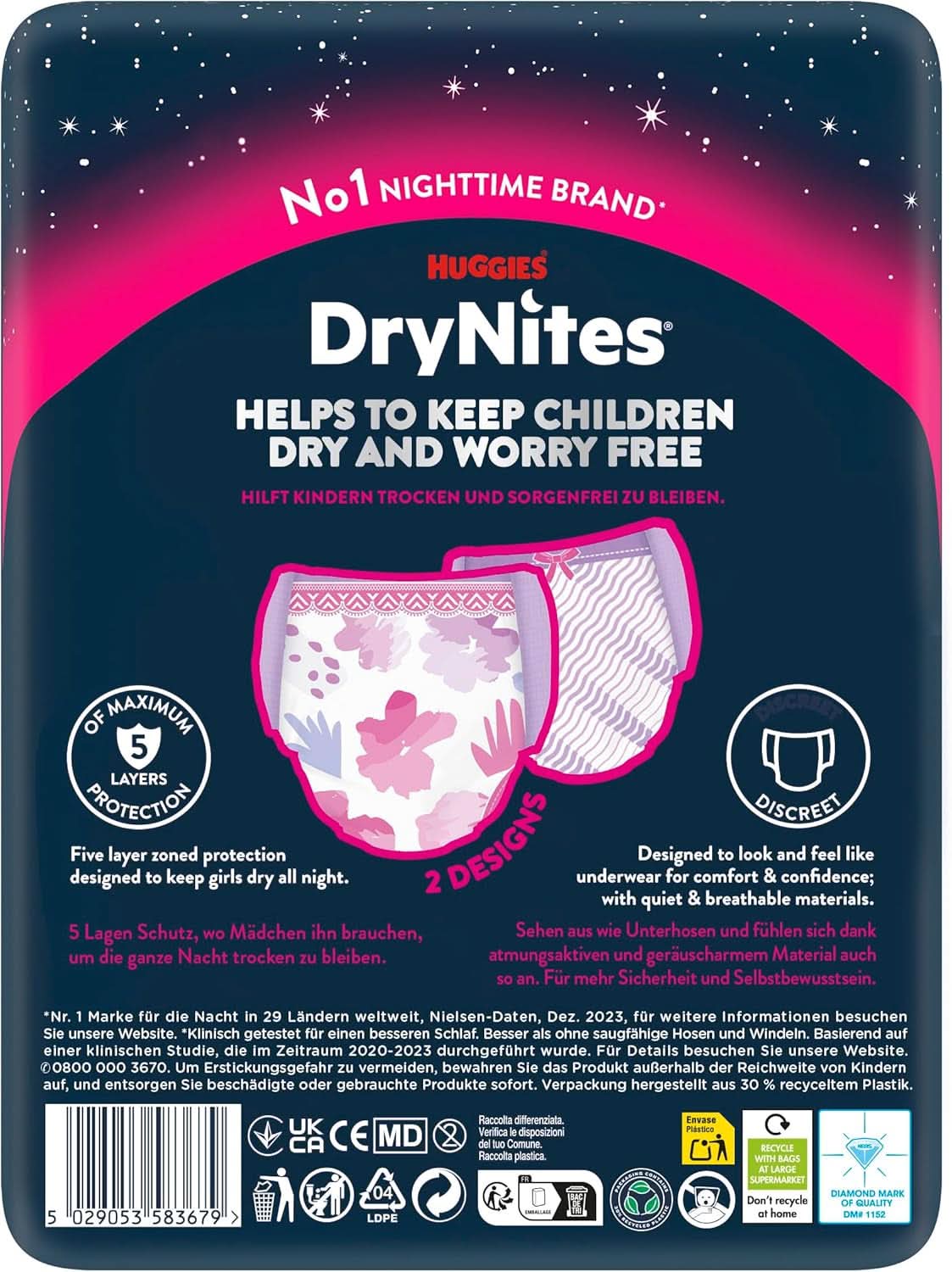 Huggies Drynites night diapers for girls from 13 to about 17 years (48-60 kg), 27 pieces (3X9), monthly package Mother and Child Naty Shop