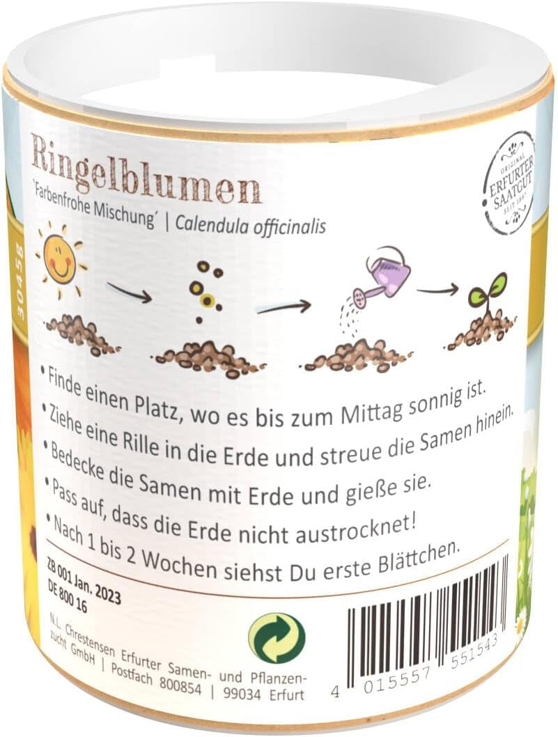 Marigold seeds Chrestensen Colorful Mix - Free pollinated seeds 30g for approx. 25m² - Shaker for garden children