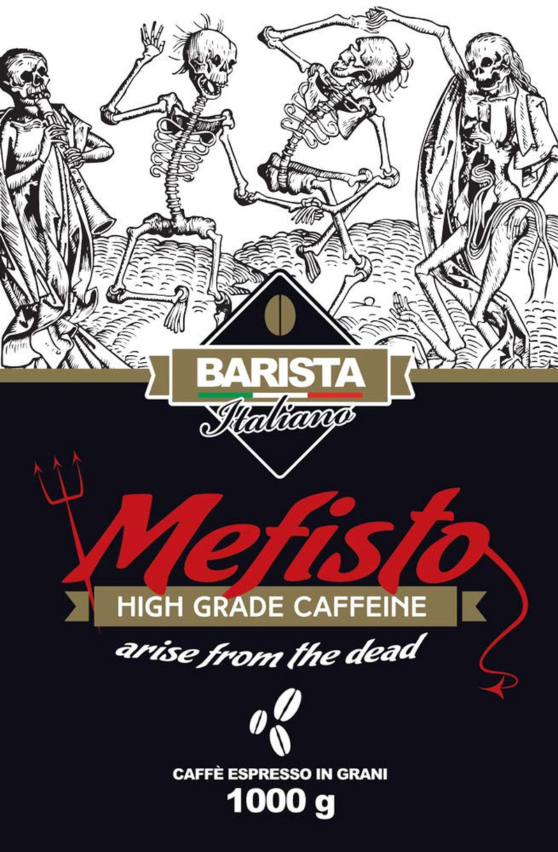 🔱 Mefisto - Cafea Extrem de Puternică 🔱 1KG Boabe de Cafea 🔱 Cafea cu Conținut Ridicat de Cafeină 🔱 Robusta Premium