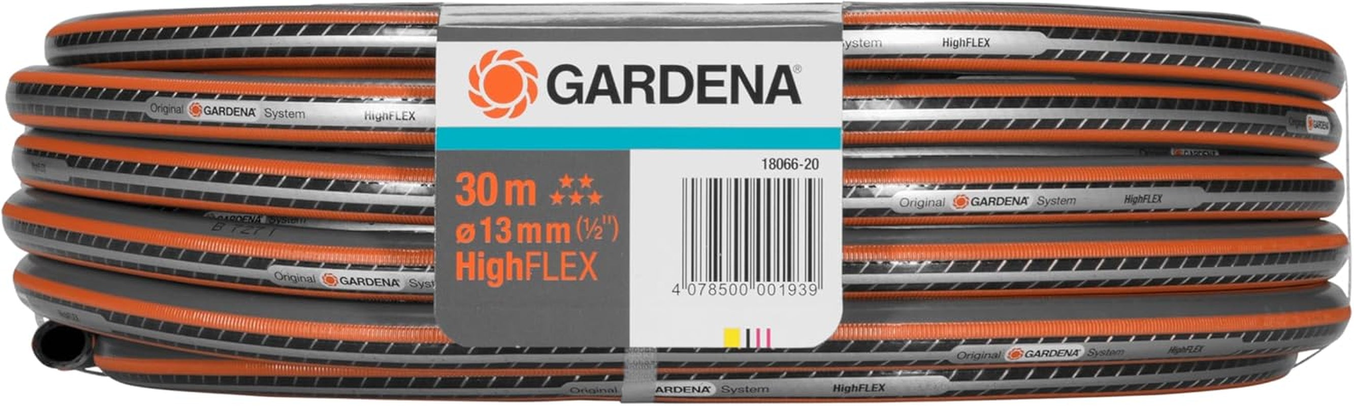 Furtun Gardena Comfort HighFLEX 13 mm (1/2 inch), 30 m: Furtun de grădină cu profil Power-Grip, presiune de spargere de 30 bar, stabil dimensional, rezistent la UV (18066-20) negru