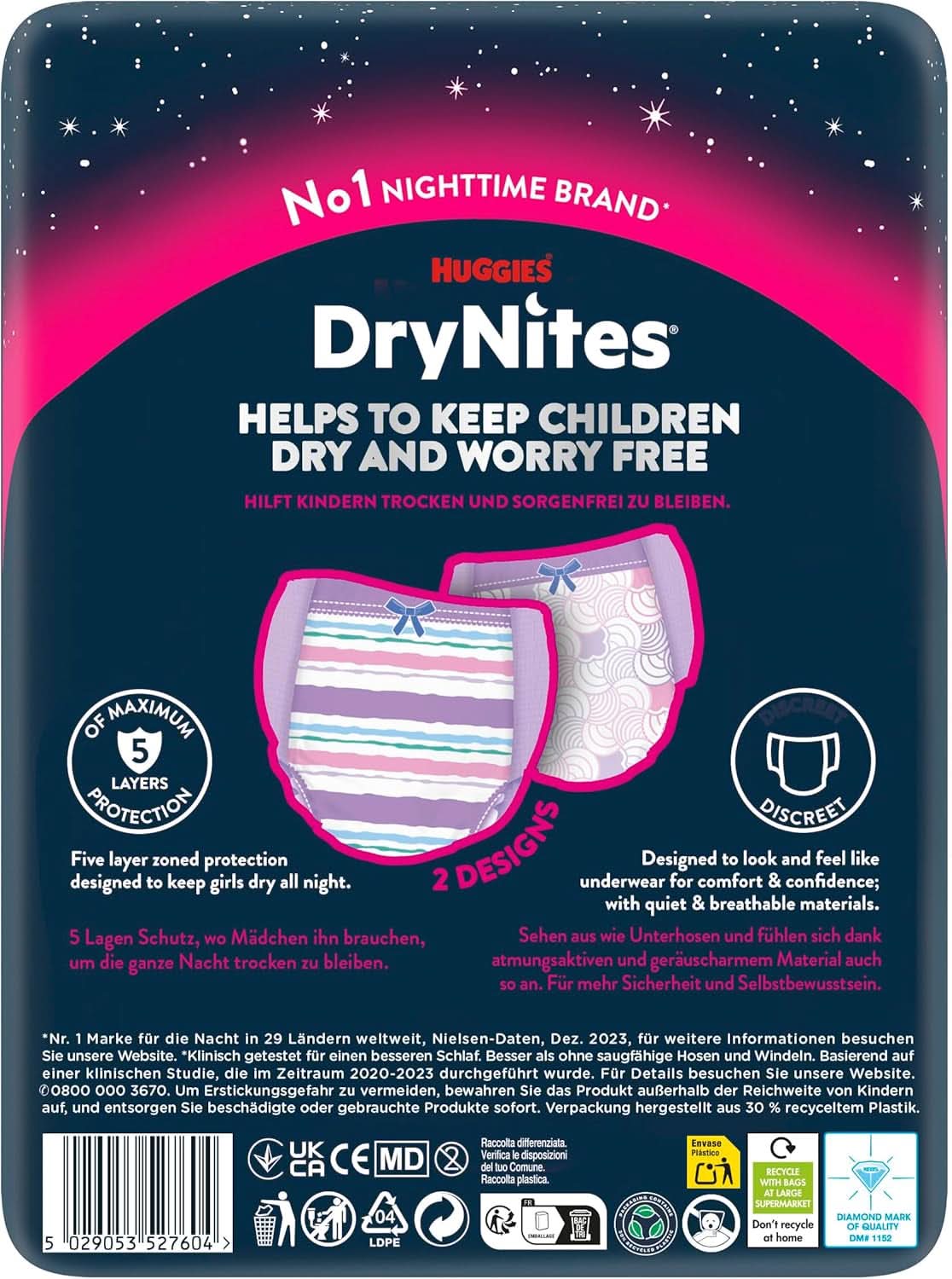 Huggies Drynites night diapers, For girls 8-13 years (30-48 kg), Very absorbent, 9 pcs Mother and Child Naty Shop