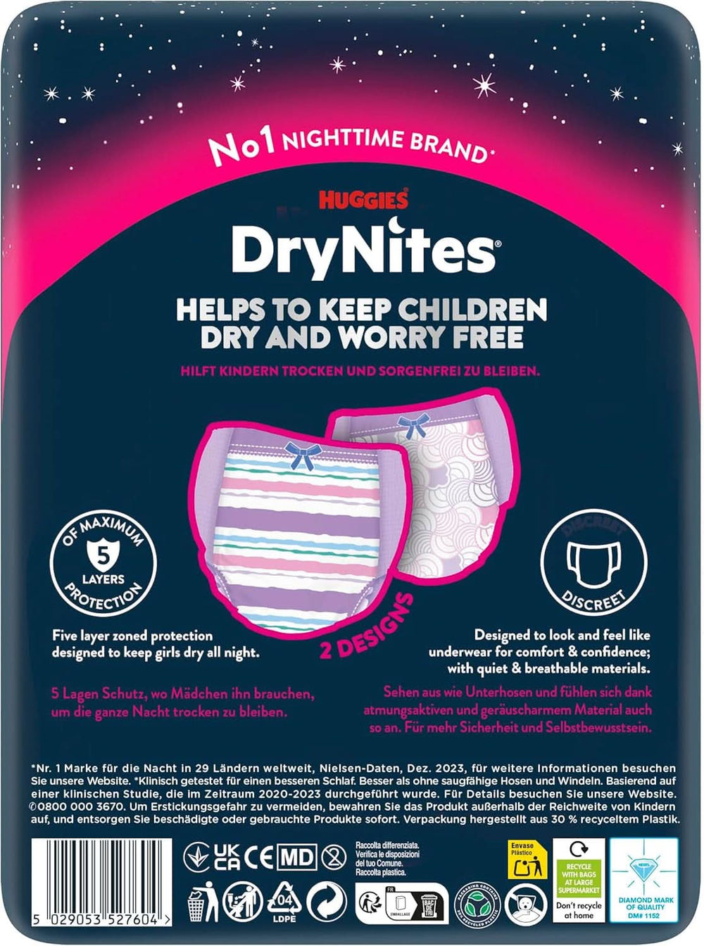 Huggies Drynites night diapers, For girls 8-13 years (30-48 kg), Very absorbent, 9 pcs Mother and Child Naty Shop