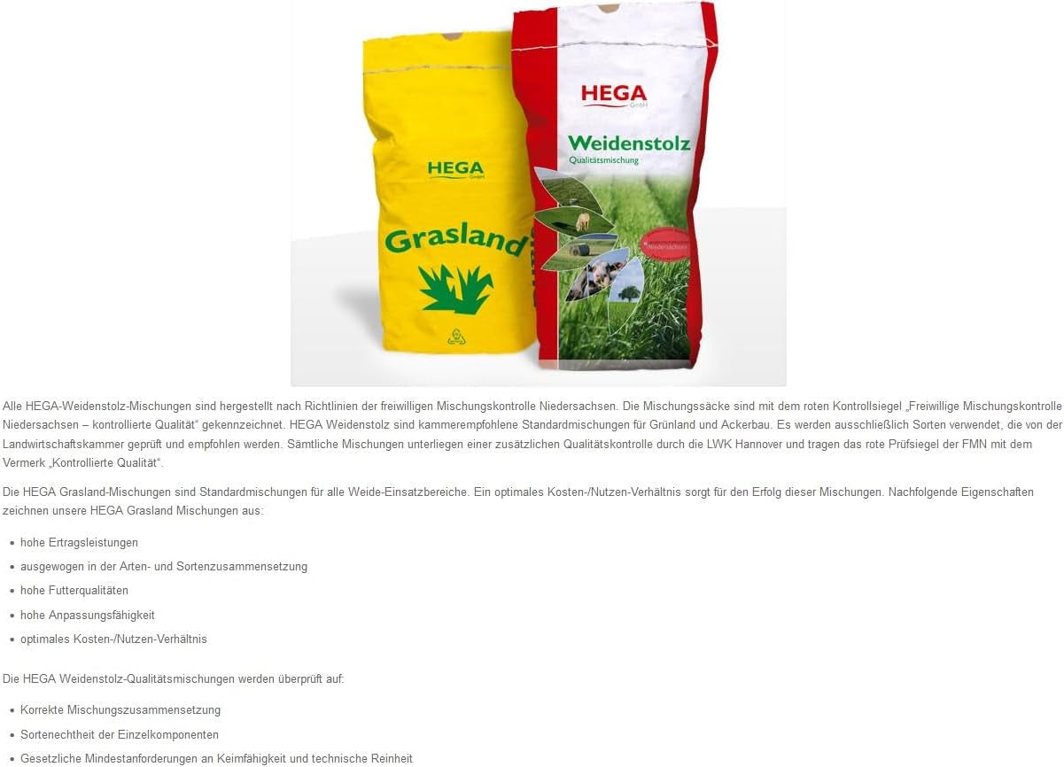 Weide Grasland Weidemischung Ohne Klee 20Kg Wiese Weidegras Grassamen