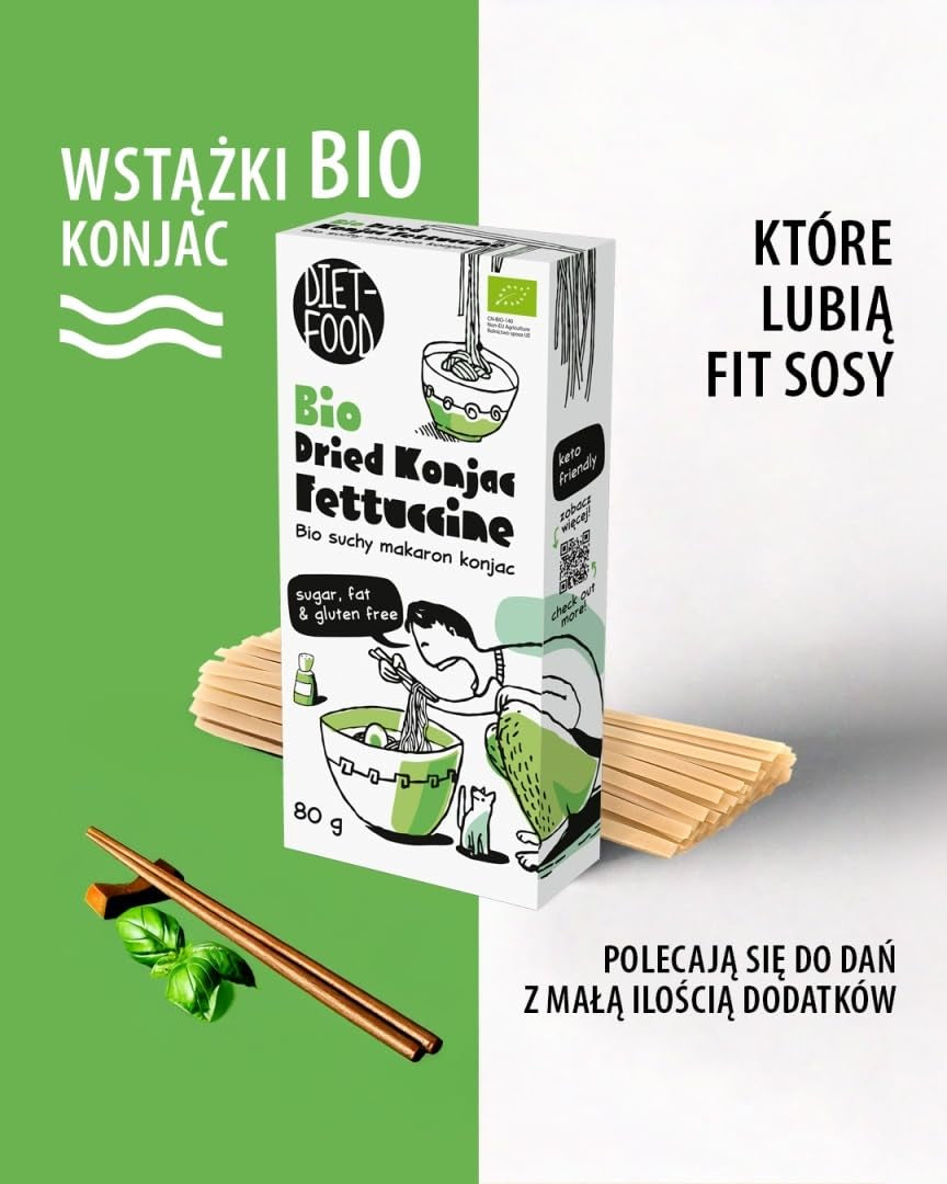 Fettuccine Konjac Shirataki Organic 80g - Low calorie and low carb, gluten free, low carb, suitable for keto diets, with tapioca flour