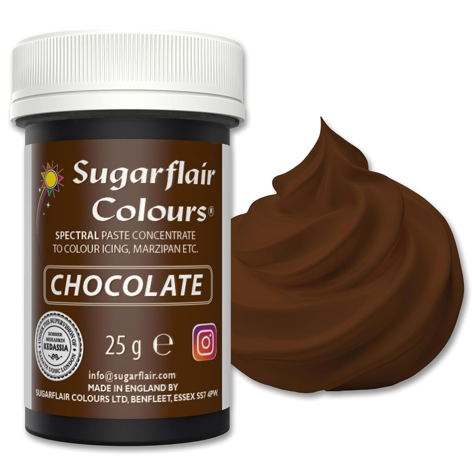 Pastă de colorant alimentar Sugarflair Grafit, colorant alimentar spectral concentrat pentru cremă de unt, pastă de zahăr, glazură, mixuri pentru prăjituri, macarons și multe altele! - 25g