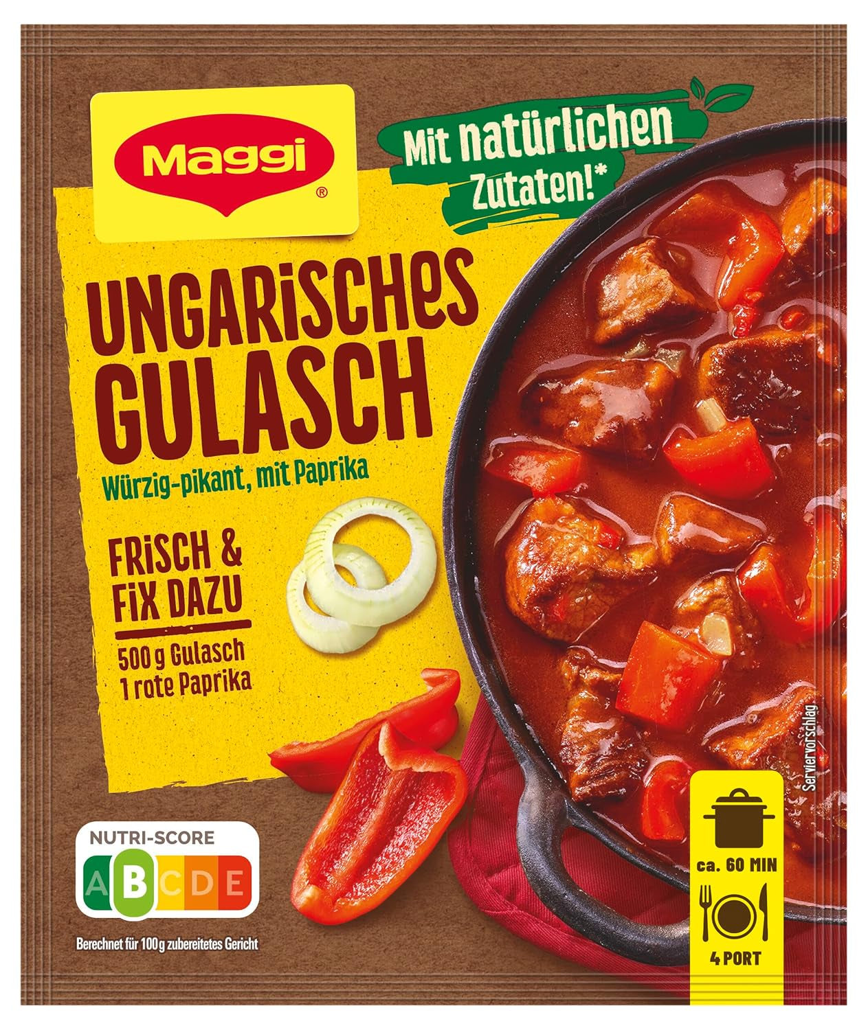 MAGGI Fix for Hungarian Goulash, Würzmischung, mit natürliche Ingredient*, for 4 portions, 1er Pack (1 x 56g Packung)