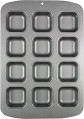 CSB106 Quadratische Antihaftbeschichtete Backform Mit 12 Minilöchern Aus Karbonstahl, Edelstahl, Silver, 37.3 X 26.1 X 3.1 Cm Molds and trays for baking Naty Shop