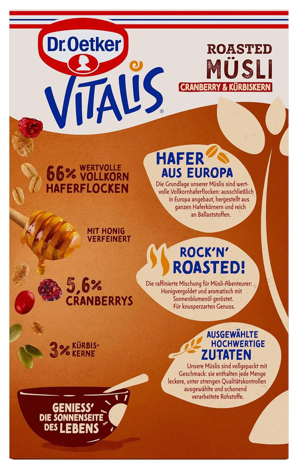 Dr. Oetker Vitalis Toasted Muesli with Cranberries and Pumpkin Seeds: Toasted Muesli with Dried Cranberries, Pack of 8 (8 x 501g)