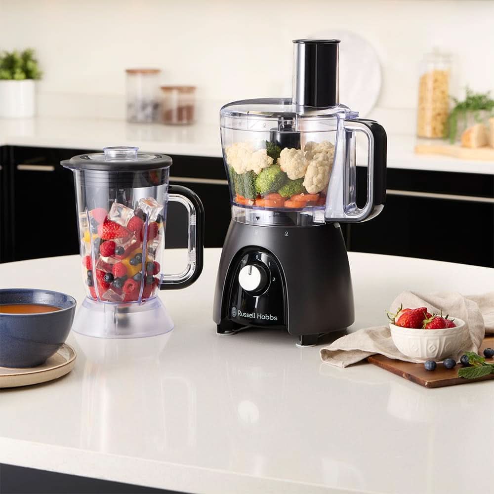 Russell Hobbs Food Processor [Blender/Vegetable Chopper/Table Blender/Chopper/Blender] Food Processor (Kneading, Mixing and Slicing), Matte Charcoal Kitchen Naty Shop