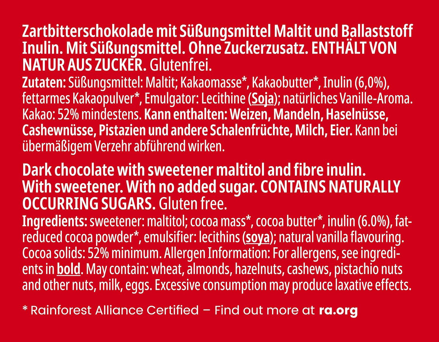 Frankonia dark chocolate without added sugar, 80 g