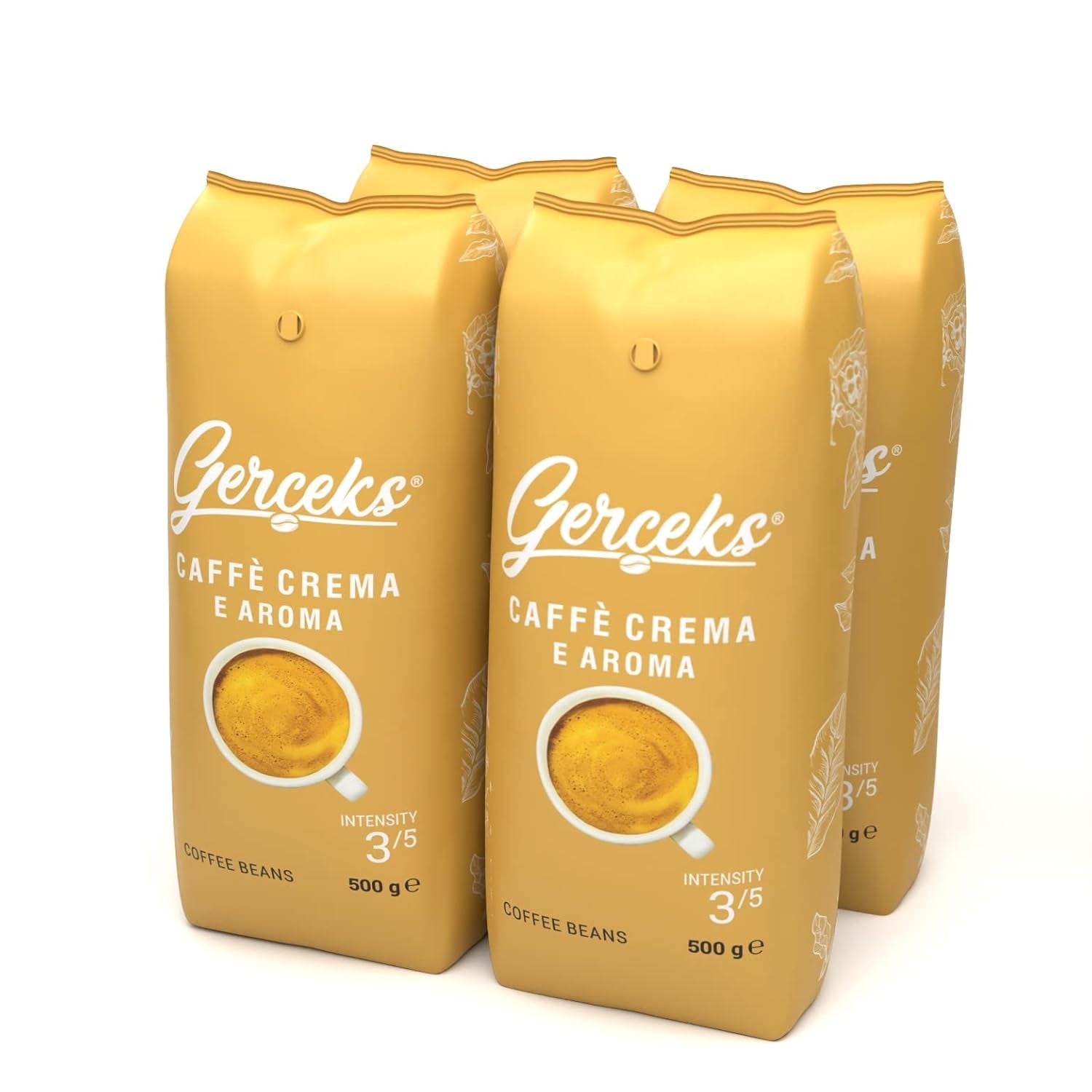 Caffe Crema E Aroma Kaffeebohnen 2kg (4x500g), Barista Kaffee schokoladig und säurearm, Espressobohnen kräftig, Bohnenkaffee mit Arabica und Robusta, feine Crema, ideal für Milchkaffee