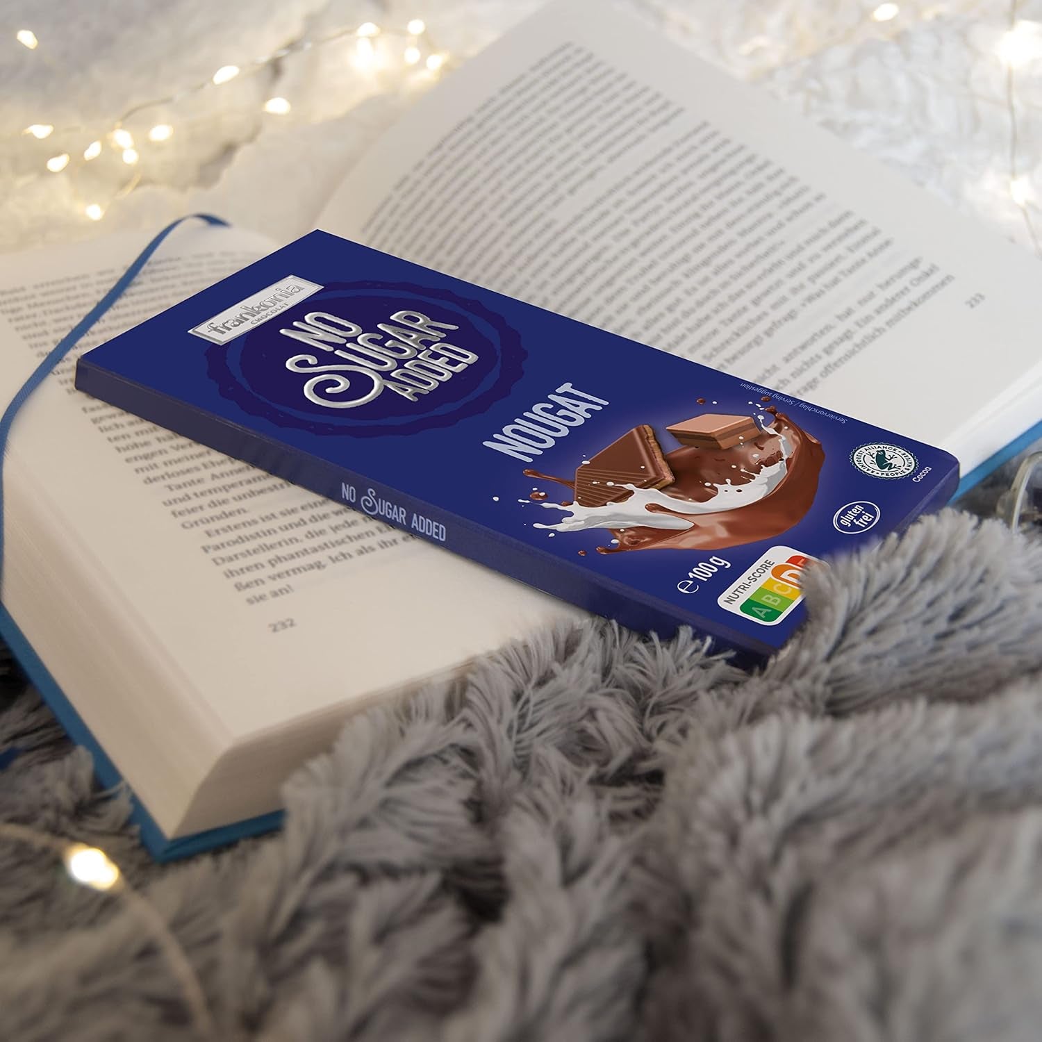 frankonia CHOCOLATE WITHOUT ADDED SUGAR Nougat Chocolate, gluten-free, 100 g