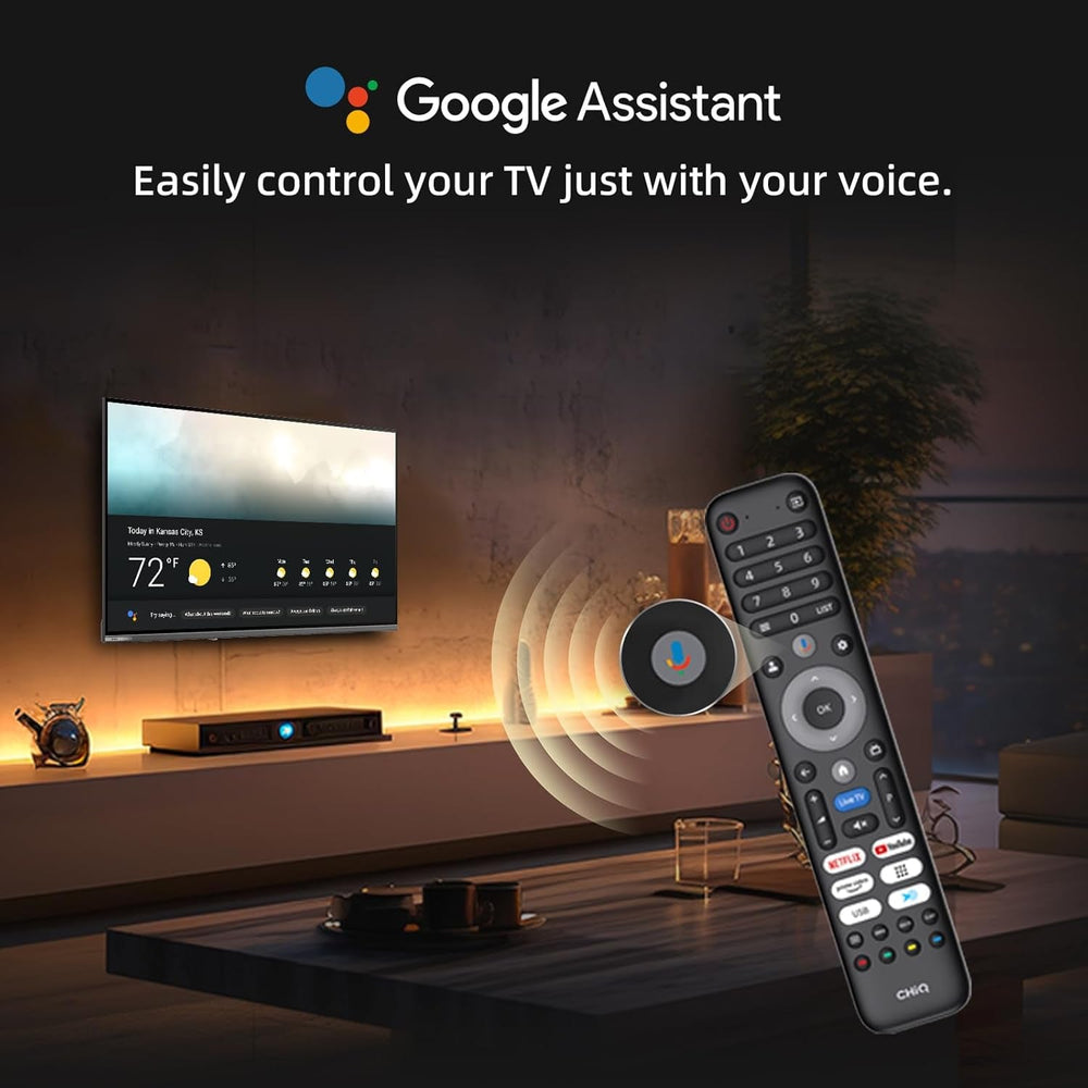 CHIQ 50QA10 Televizor inteligent QLED 4K UHD de 50 de inci cu Google, QLED Pro, DLG 120Hz, MEMC, VRR, ALLM, HDR10, Dolby Audio, 4x HDMI 2.1, gamă largă de culori, carcasă metalică fără ramă, Chromecast, Asistent Google