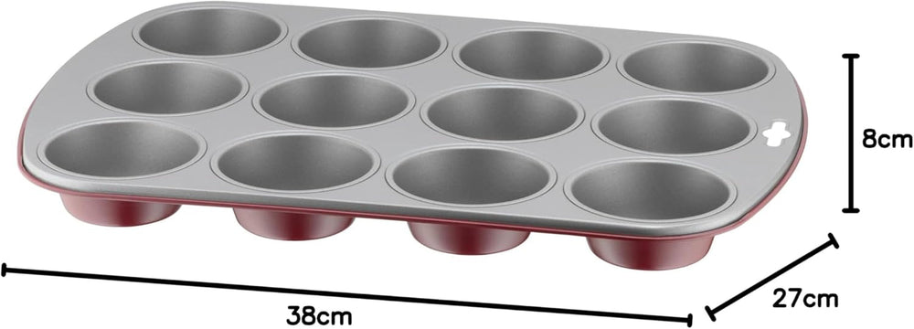 Original Kaiser Classic plus Muffinform Für 12 Muffins, Muffinform Blech 38X27 Cm, Antihaftbeschichte, Standardgröße, Cupcake Formen, Muffin Backform, Rot Molds and baking trays Naty Shop