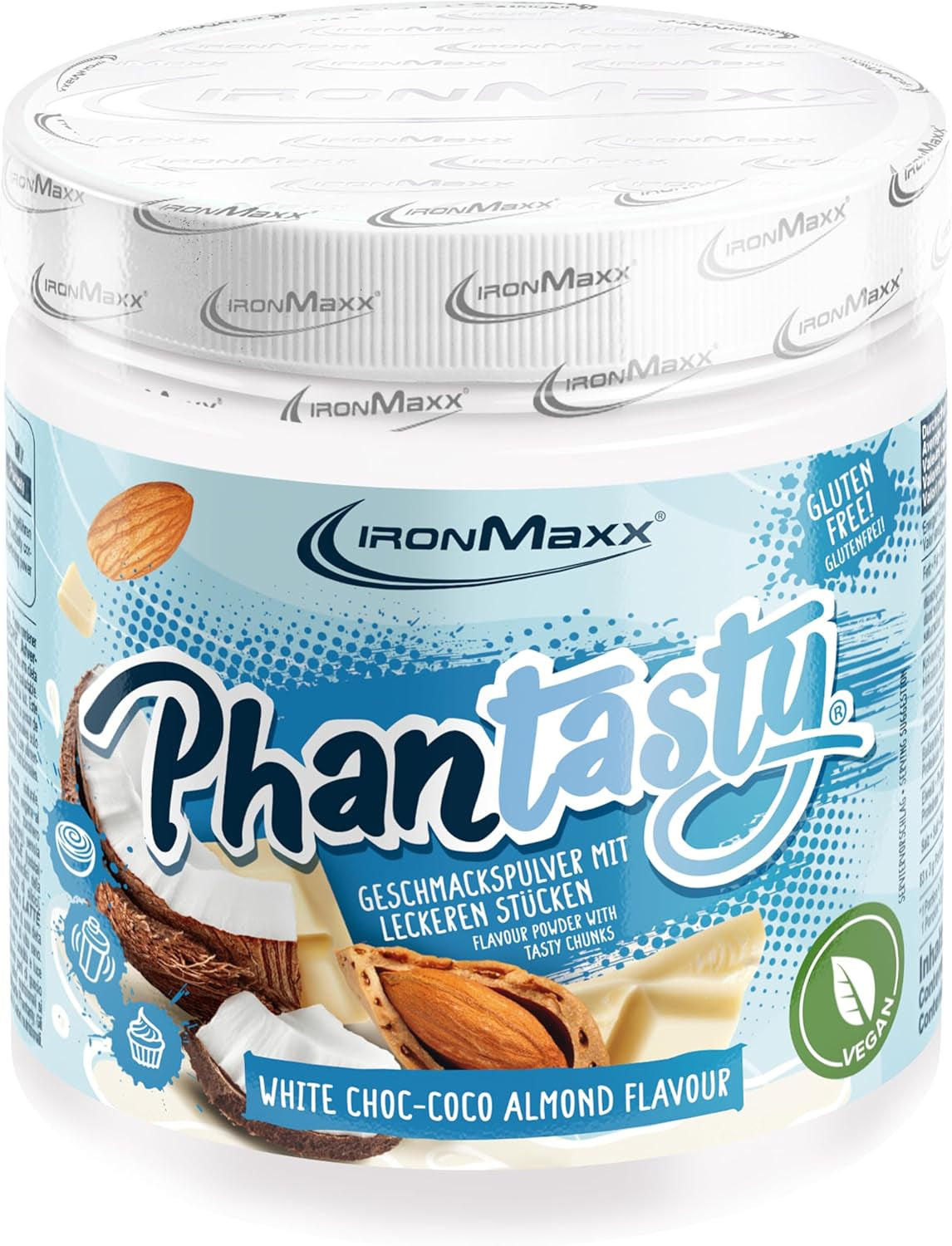 Ironmaxx Phantasty - Creamy Peach 250G Dose | Vegan Geschmackspulver Mit Echten Frucht- Oder Nussstückchen | Perfekter Zuckerersatz Sweeteners Naty Shop 250 G (1Er Pack) White Choc – Coco Almond