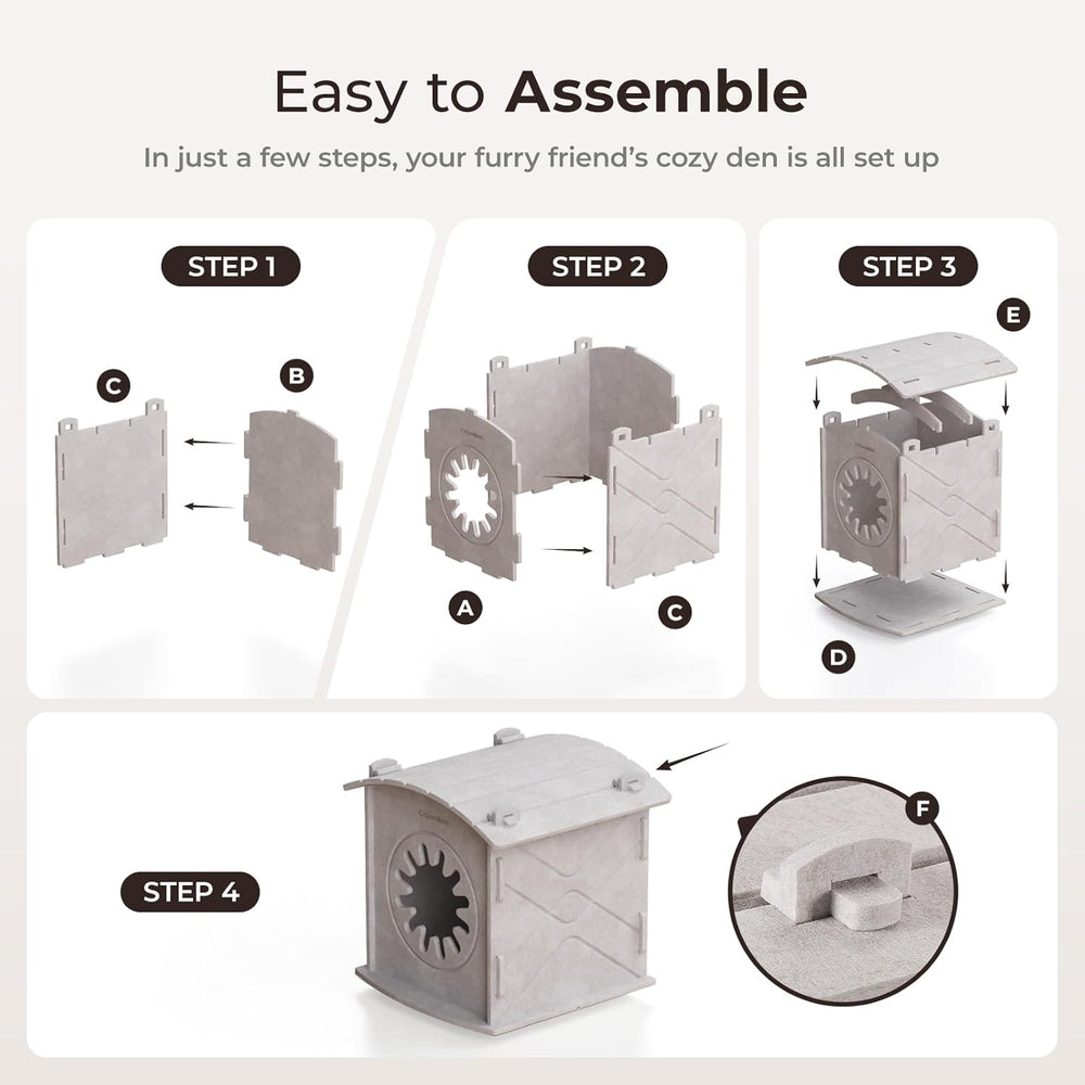Katzenhaus Indoor aus Filz: Warmes Und Gemütliches Katzenbett, Katzenhöhle mit beruhigendem Kratzbogen, Robuste & Kratzfeste Katze Höhle, Abnehmbares Katzen Bett, Katzen Haus 38 x 36 x 38cm