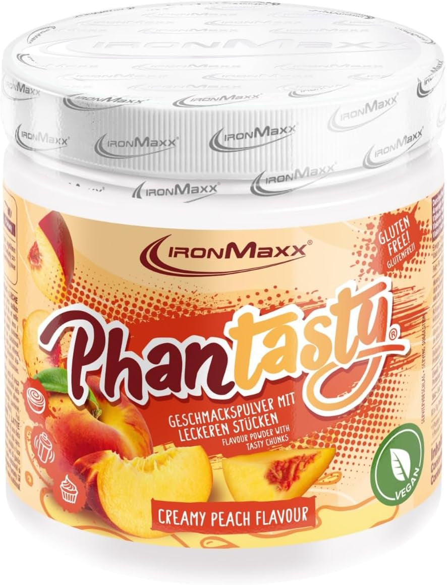 Ironmaxx Phantasty - Creamy Peach 250G Dose | Vegan Geschmackspulver Mit Echten Frucht- Oder Nussstückchen | Perfekter Zuckerersatz Sweeteners Naty Shop 250 G (1Er Pack) Creamy Peach