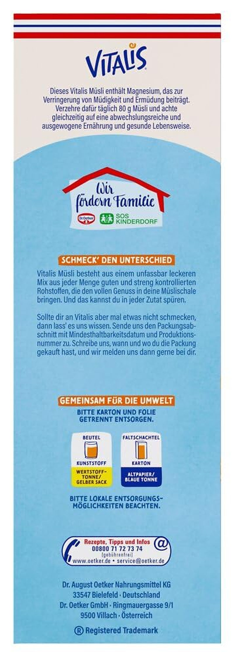 Dr. Oetker Vitalis Less Sweet Crunchy Pure: Crunchy muesli with 30% less sugar, pack of 5 (5 x 600g)